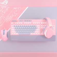 华硕 Flare耀光  樱花粉 粉色机械键盘 有线游戏键盘粉色红轴 键盘