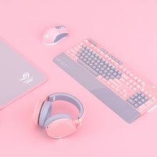 华硕 Flare耀光  樱花粉 粉色机械键盘 有线游戏键盘粉色红轴 键盘