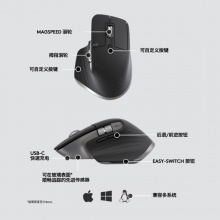 Logitech罗技MX Master 3 无线蓝牙充电 电脑办公鼠标 黑色