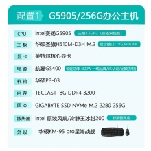 华硕  配置一：赛扬G5905(双核)+8G+256G 办公客服财务家用入门游戏台式主机