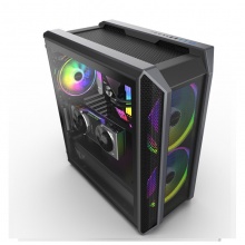 航嘉（Huntkey） MVP凯撒机箱电脑主机玻璃支电竞游戏机箱 黑色