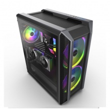 航嘉（Huntkey） MVP凯撒机箱电脑主机玻璃支电竞游戏机箱 黑色
