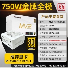 航嘉(Huntkey)电源MVP K750 白色 金牌-全模组PCI-E5.0
