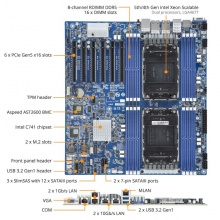 技嘉技嘉 MS73-HB0 4677针脚 DDR5内存  服务器主板